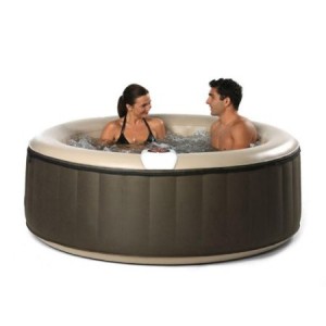 Relax in an inflatable hot tub